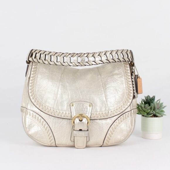 Coach Metallic Whipstitch Leather Bag in Champagne Metallic Gold - Picture 3 of 7